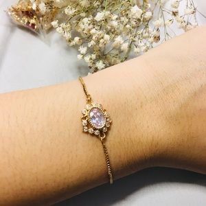 Beautiful Handmade Floral Zircon Charm Adjustable Bracelet, contemporary style